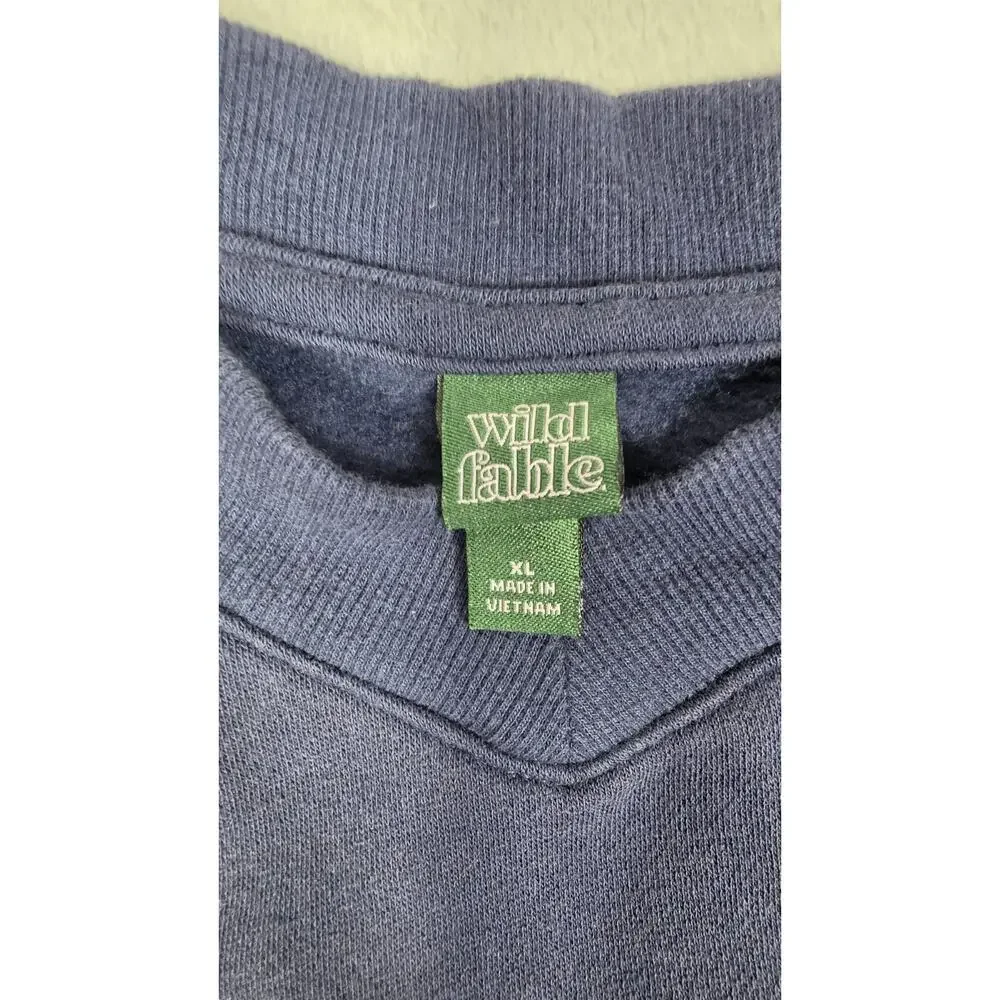 Wild Fable London Graphic Cropped Sweatshirt Women’s XL Blue Pullover - Picture 3 of 8